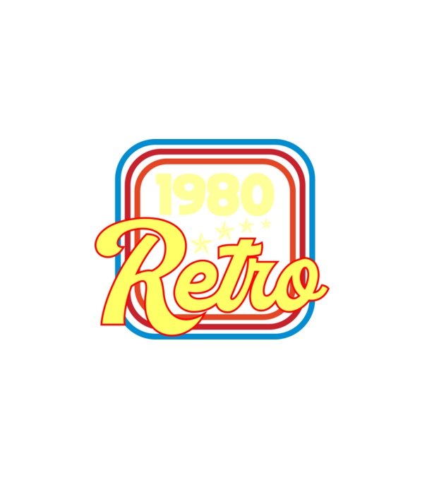 retro születésnapi felirat dátummal 1980 minta fehér pólón
