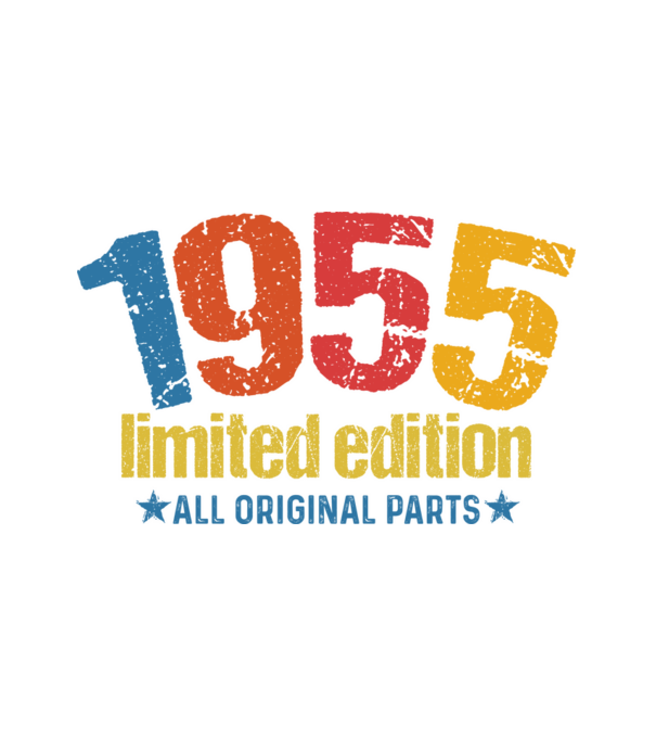 1955 limited edition ,all original parts, retro születésnapi évszám minta fehér pólón