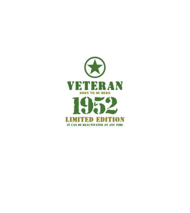 VETERAN, BORN TO BE HERO, SZÜLETÉSNAPI ÉVSZÁM FELIRATTAL 1952 minta fekete pólón