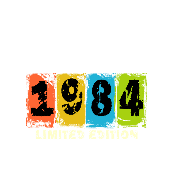 grunge évszám, limited edition felirattal, születésnapi dátum, 1984 minta fehér pólón