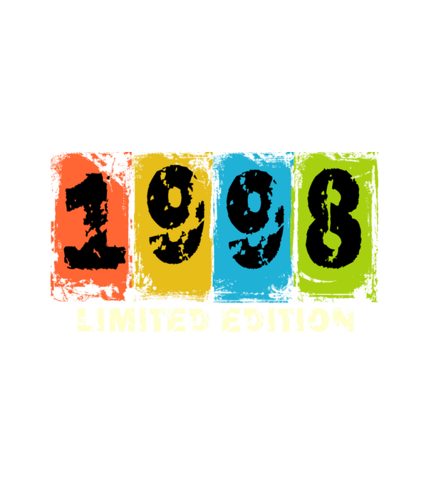 grunge évszám, limited edition felirattal, születésnapi dátum, 1998 minta fehér pólón