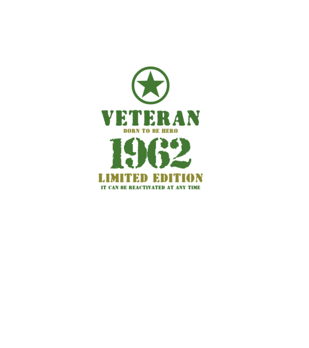 VETERAN, BORN TO BE HERO, SZÜLETÉSNAPI ÉVSZÁM FELIRATTAL 1962 minta fekete pólón