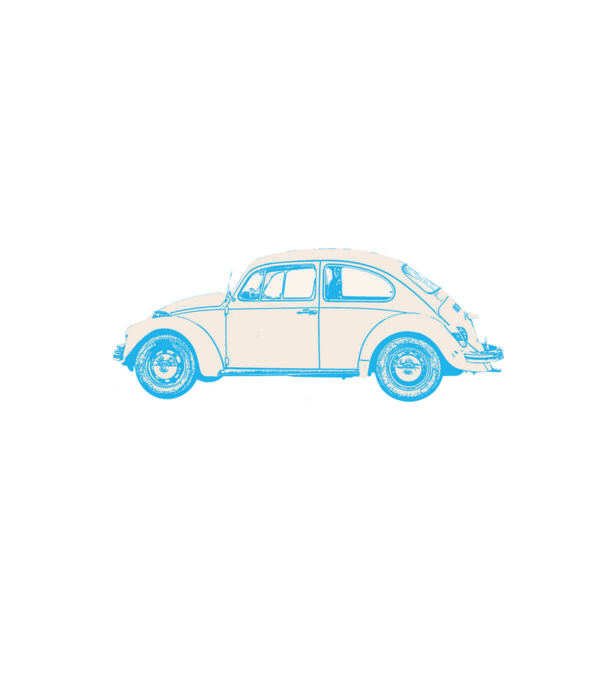 vw bogár minta fehér/piros pólón