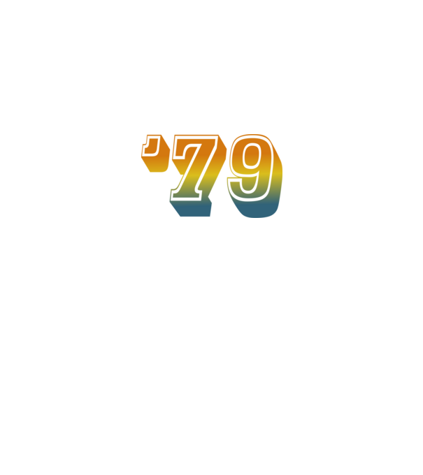 retro stílusú dátum, évszám, rövidített születésnapi dátum '79, 1979 minta fehér pólón