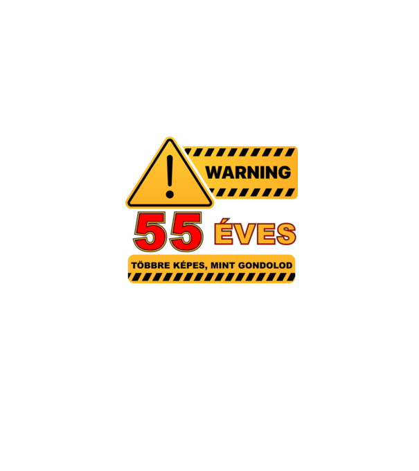 WARNING, 55 ÉVES TÖBBRE KÉPES, MIT GONDOLOD minta farmerkék pólón