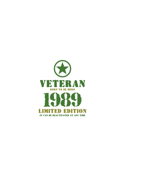 VETERAN, BORN TO BE HERO, SZÜLETÉSNAPI ÉVSZÁM FELIRATTAL 1989 minta fehér pólón