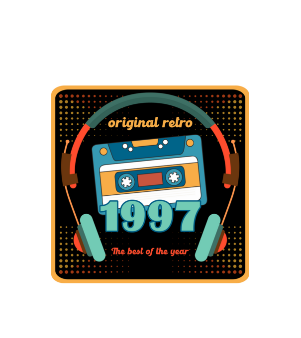 original retro audió kazetta, füles, régi magnókazetta évszámmal. 1997 minta fehér pólón