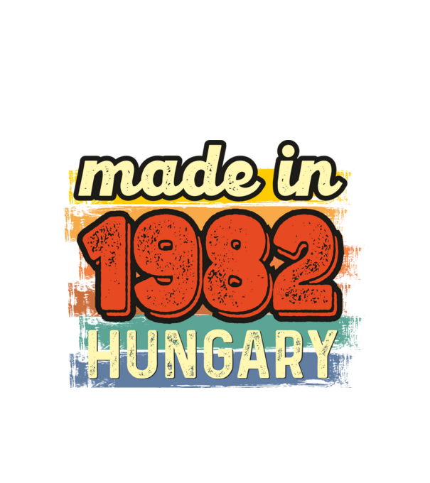 made in hungary felirat, retro évszám, grunge stílus, 1982 minta fehér pólón