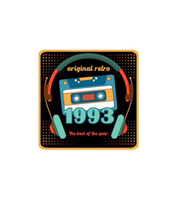 original retro audió kazetta, füles, régi magnókazetta évszámmal. 1993 minta fehér pólón