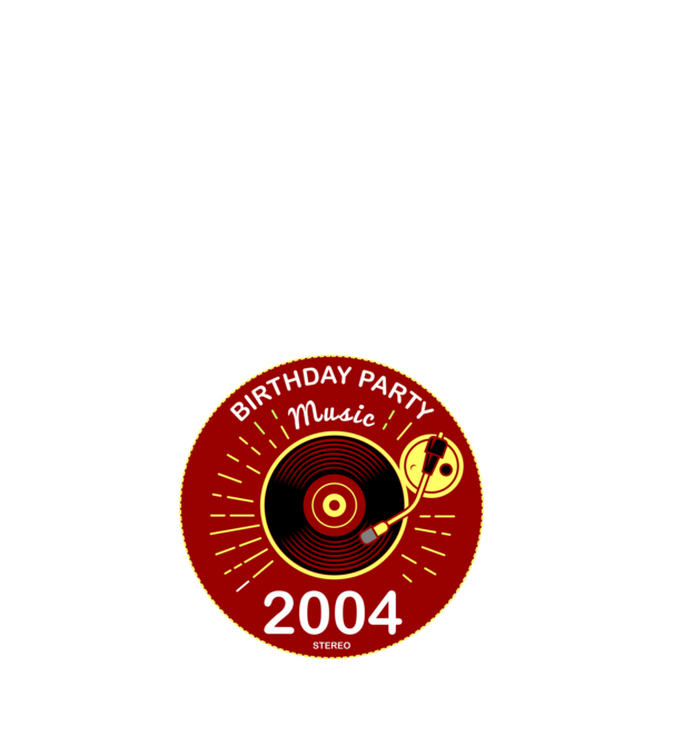 BIRTHDAY PARTY MUSIC, BAKELIT LEMEZJÁTSZÓ 2004 STEREO minta fehér pólón