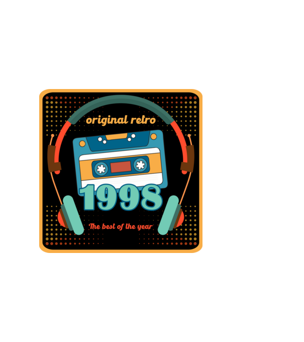 original retro audió kazetta, füles, régi magnókazetta évszámmal. 1998 minta fehér pólón