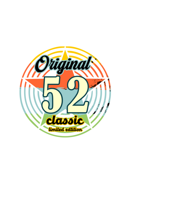 original classic, limited edition, születésnapi embléma, 52 éves minta fekete pólón