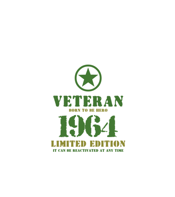 VETERAN, BORN TO BE HERO, SZÜLETÉSNAPI ÉVSZÁM FELIRATTAL 1964 minta fehér pólón