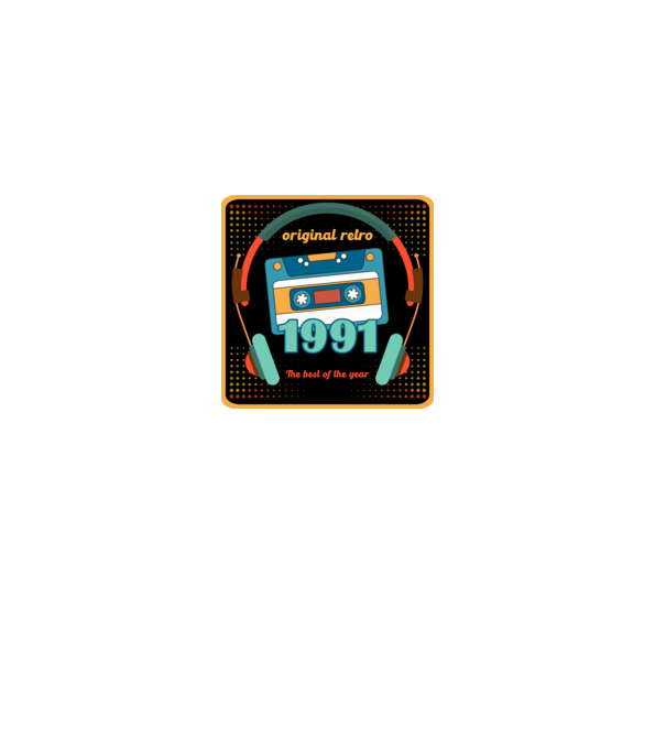 original retro audió kazetta, füles, régi magnókazetta évszámmal. 1991 minta fehér pólón