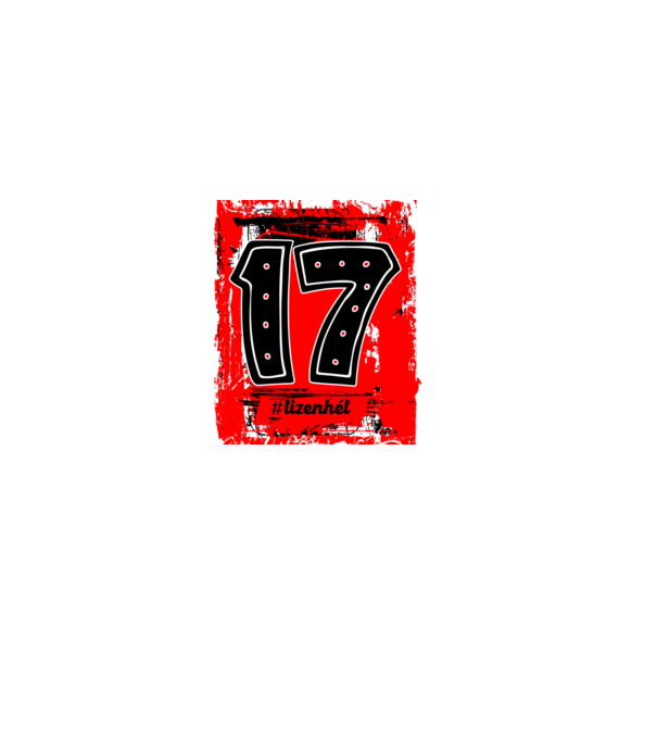 grunge évszám hashtag tizenhét 17 éves minta fekete pólón