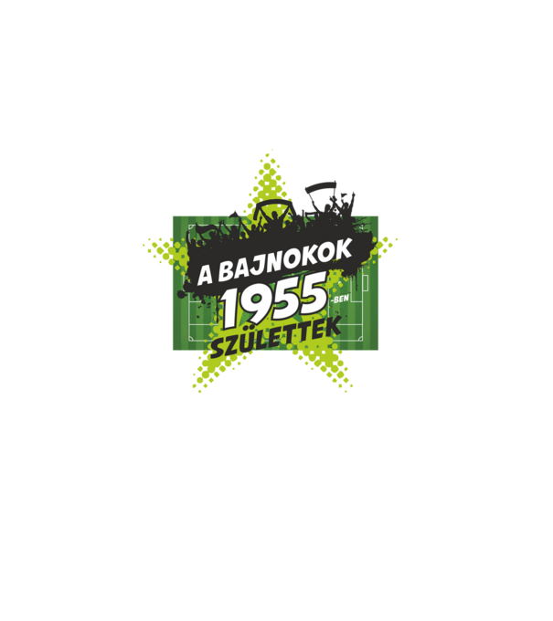 A BAJNOKOK 1955-BEN SZÜLETTEK SZÜLINAPI FOCIS PÓLÓ MINTA minta szürke pólón