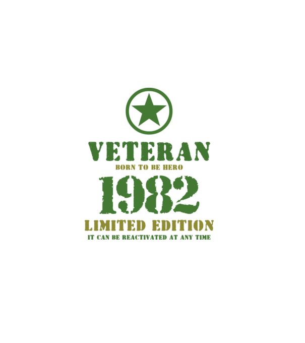 VETERAN, BORN TO BE HERO, SZÜLETÉSNAPI ÉVSZÁM FELIRATTAL 1982 minta szürke pólón
