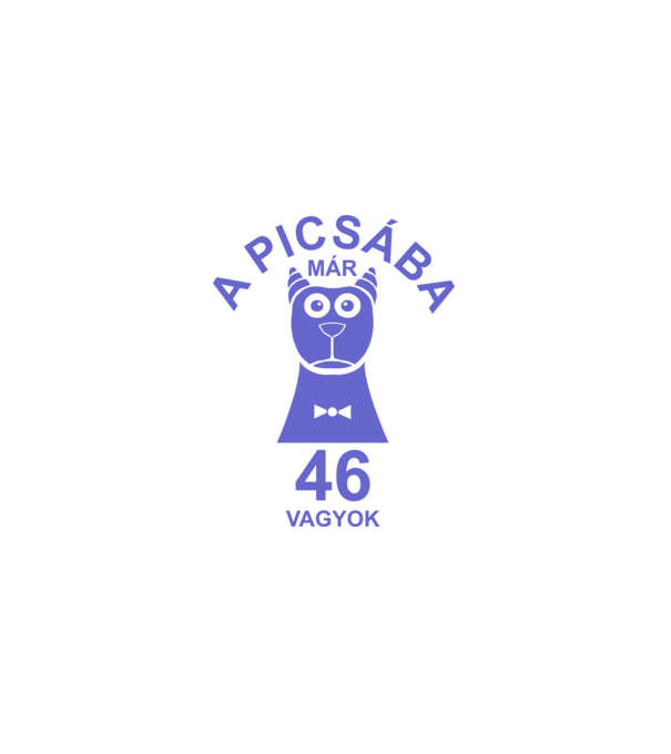 A PICSÁBA már 46 vagyok minta szürke pólón