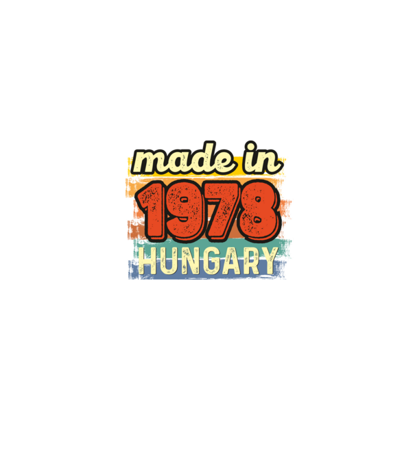 made in hungary felirat, retro évszám, grunge stílus, 1978 minta homokszín pólón