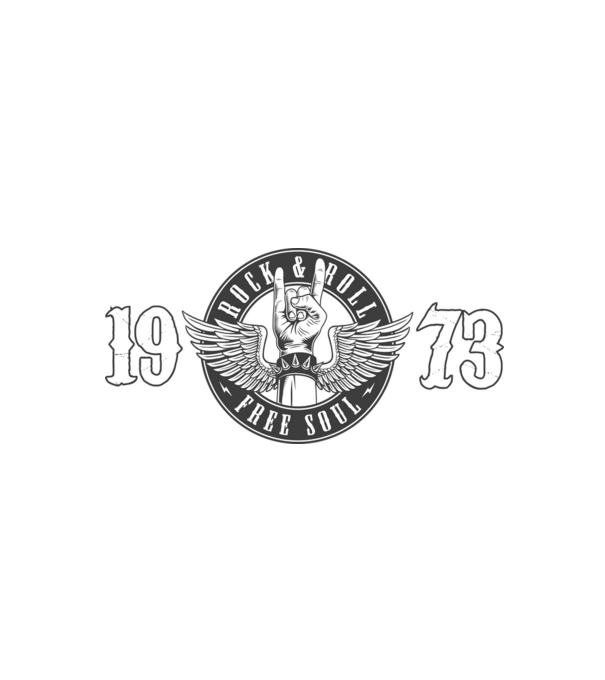 ROCK AND ROLL FREE SOUL ÉVSZÁM, ROCKER SZÜLETÉSNAP, 1973 minta fehér/piros pólón