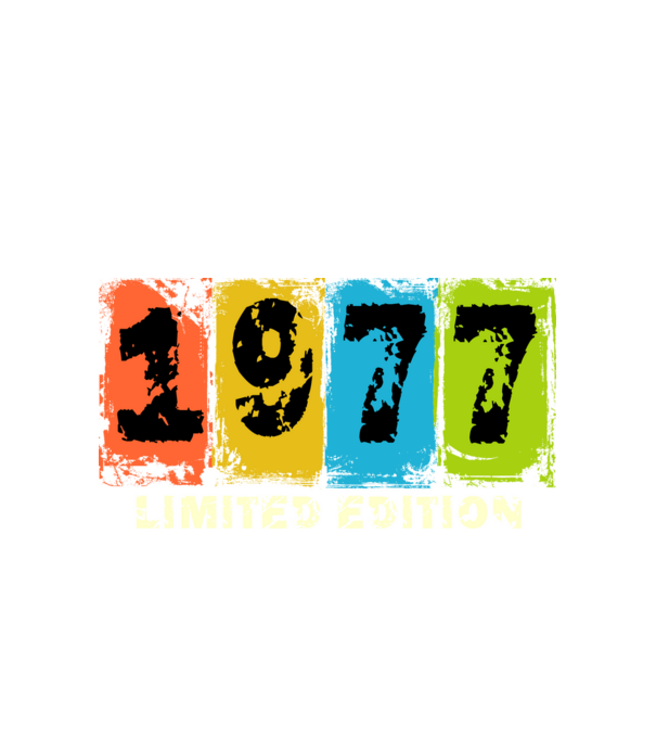 grunge évszám, limited edition felirattal, születésnapi dátum, 1977 minta fehér pólón