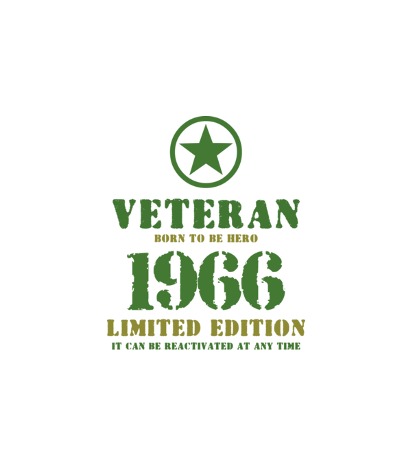 VETERAN, BORN TO BE HERO, SZÜLETÉSNAPI ÉVSZÁM FELIRATTAL 1966 minta fehér pólón