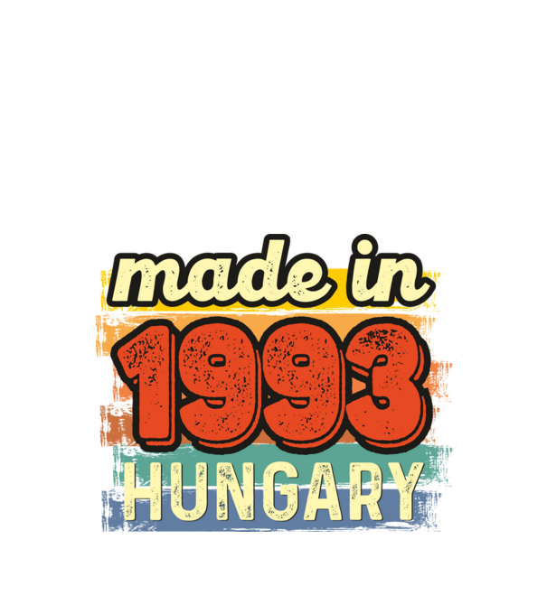 made in hungary felirat, retro évszám, grunge stílus, 1993 minta fekete pólón