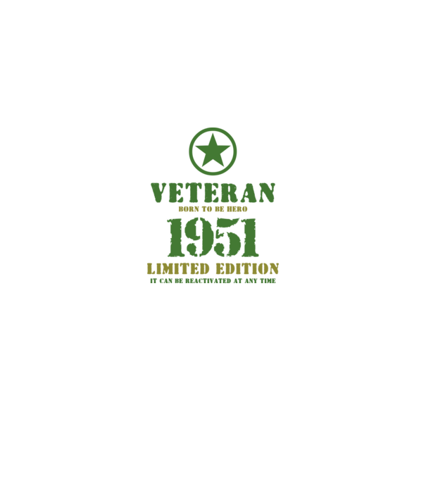 VETERAN, BORN TO BE HERO, SZÜLETÉSNAPI ÉVSZÁM FELIRATTAL 1951 minta fekete pólón