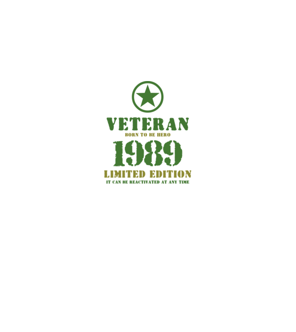 VETERAN, BORN TO BE HERO, SZÜLETÉSNAPI ÉVSZÁM FELIRATTAL 1989 minta királykék pólón