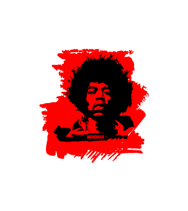 jimmy hendrix,rock&roll klasszikus, rocker, hippie, zenész,amerika,piros minta homokszín pólón