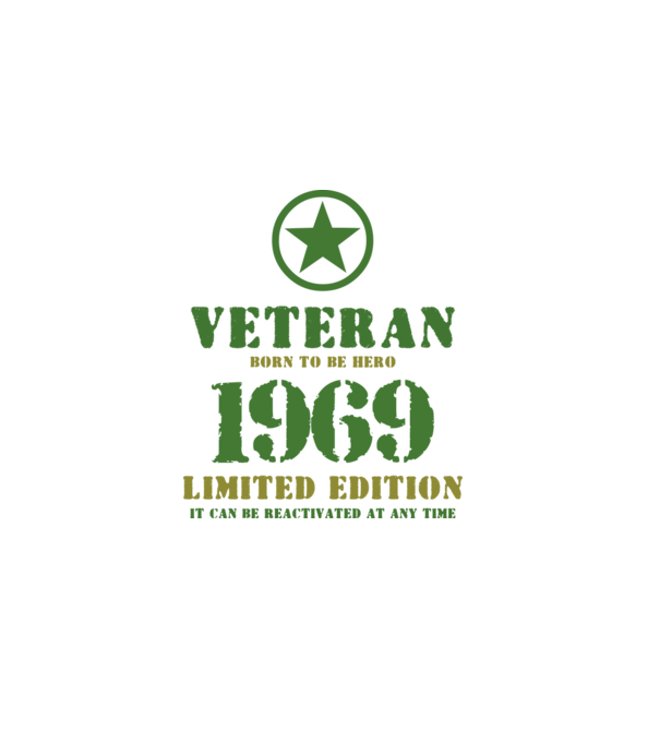 VETERAN, BORN TO BE HERO, SZÜLETÉSNAPI ÉVSZÁM FELIRATTAL 1969 minta sötétkék pólón