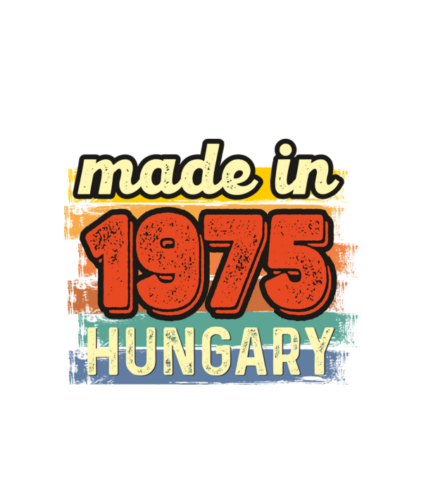 made in hungary felirat, retro évszám, grunge stílus, 1975 minta fehér pólón