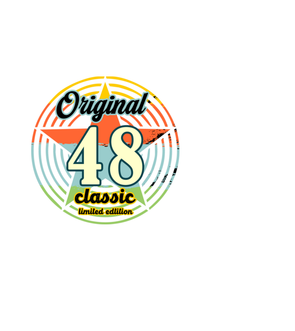 original classic, limited edition, születésnapi embléma, 48 éves minta fehér pólón