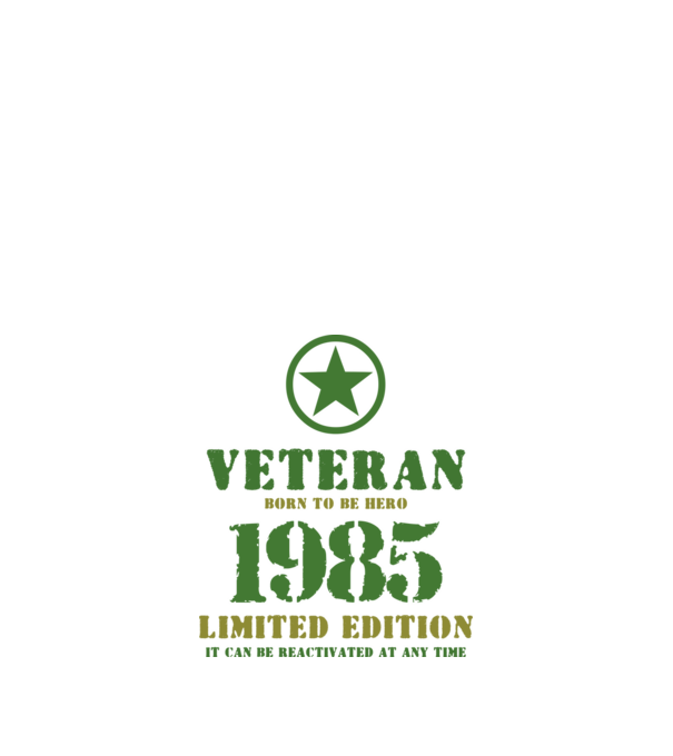 VETERAN, BORN TO BE HERO, SZÜLETÉSNAPI ÉVSZÁM FELIRATTAL 1985 minta fehér pólón