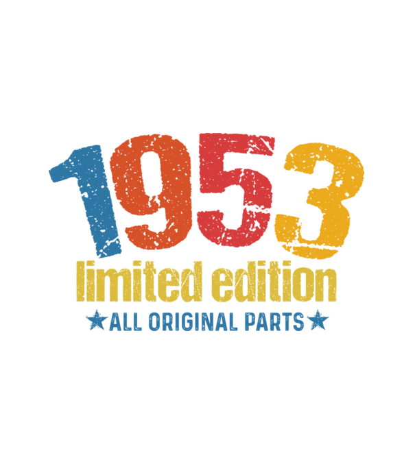 1953 limited edition ,all original parts, retro születésnapi évszám minta fehér pólón