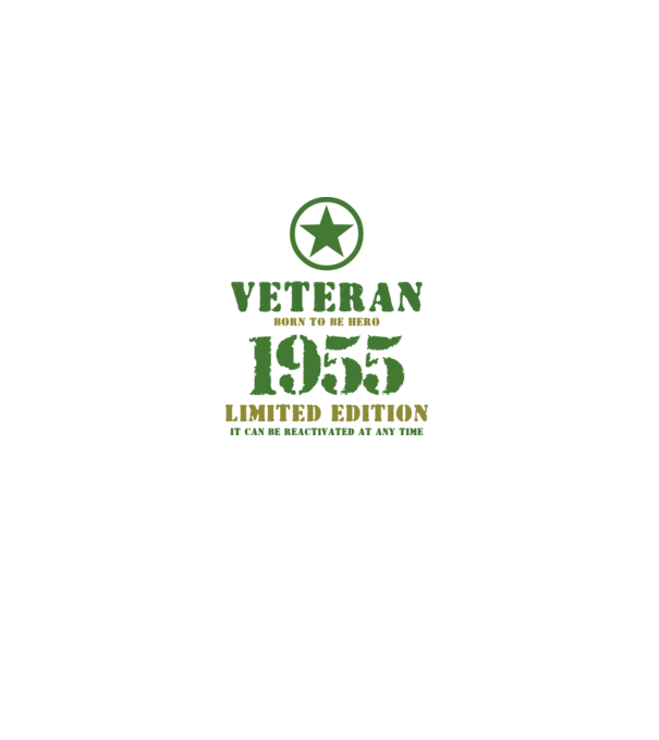 VETERAN, BORN TO BE HERO, SZÜLETÉSNAPI ÉVSZÁM FELIRATTAL 1955 minta fehér pólón