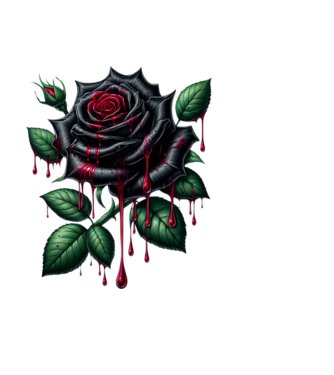 Death rose minta fekete pólón