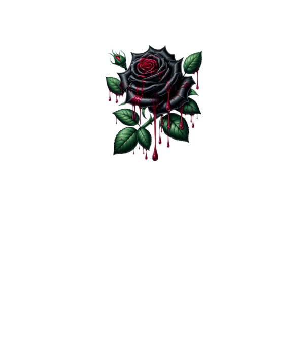 Death rose minta fekete pólón