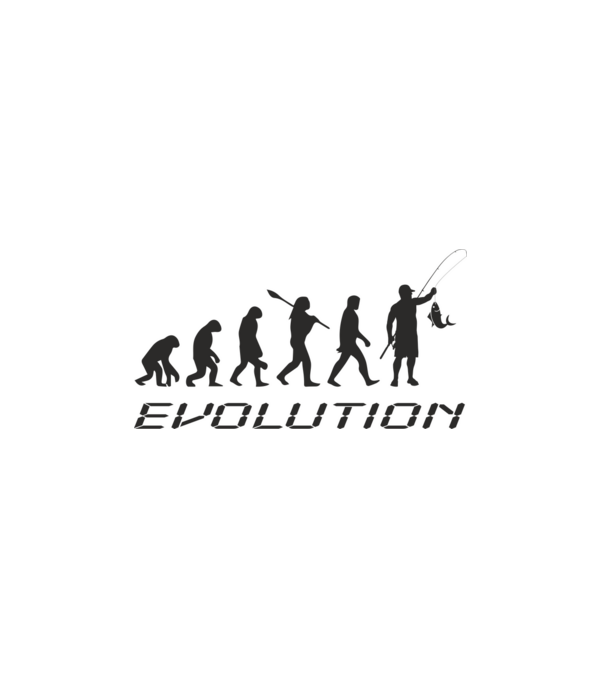 horgász evolúció_fekete minta fehér pólón