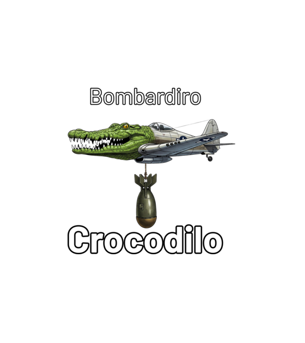 Bombardiro Crocodilo minta fehér pólón