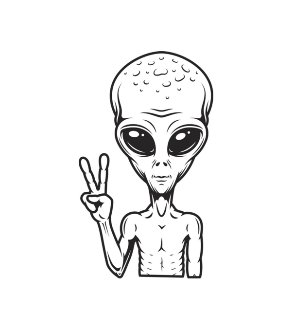 UFO minta fehér pólón