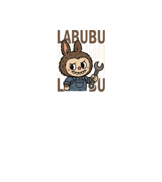 Szerelős labubu minta fehér pólón