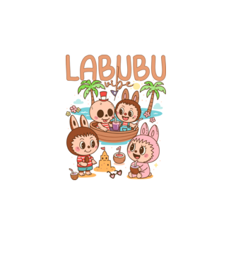Labubu vibe minta fehér pólón