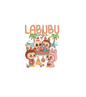 Labubu vibe minta fehér pólón