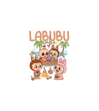 Labubu vibe minta fehér pólón