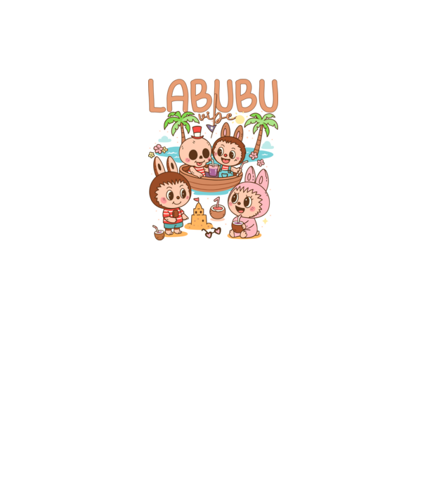 Labubu vibe minta fehér pólón