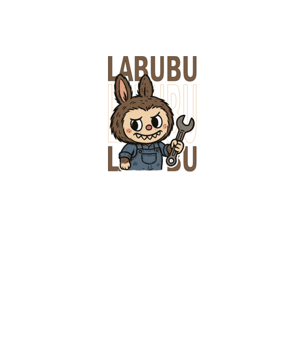 Szerelős labubu minta fehér pólón