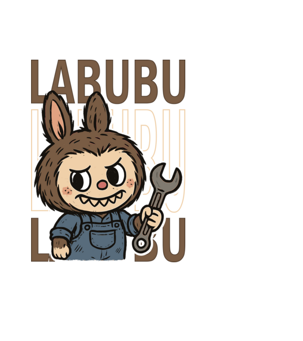 Szerelős labubu minta fekete pólón