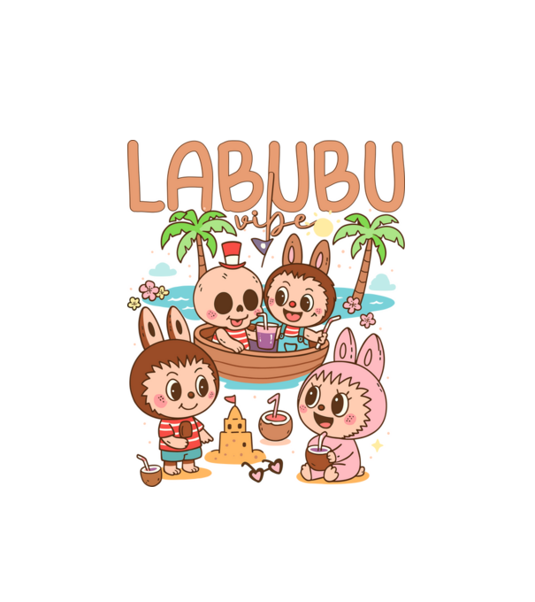 Labubu vibe minta fehér pólón