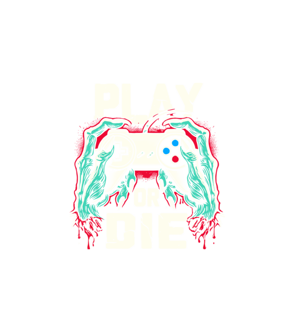 Play or die minta fehér pólón